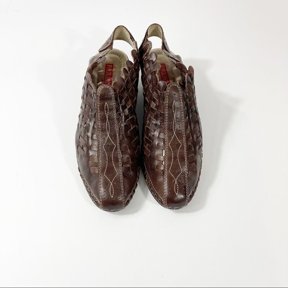 Pikolinos woven leather sling back mules